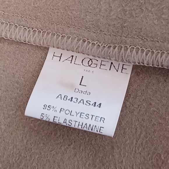 Halogen Boho Faux Leather Open Front Sz L Neutral Long Cardigan - Picture 12 of 12